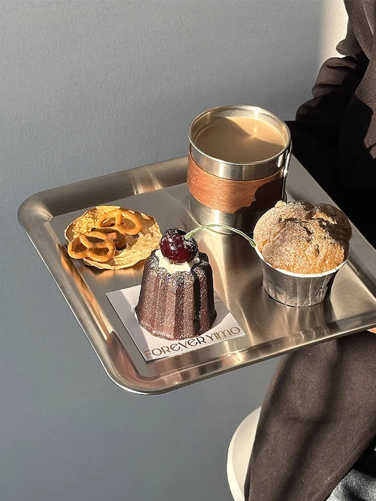 Luxury Square Stainless Steel Serving Tray