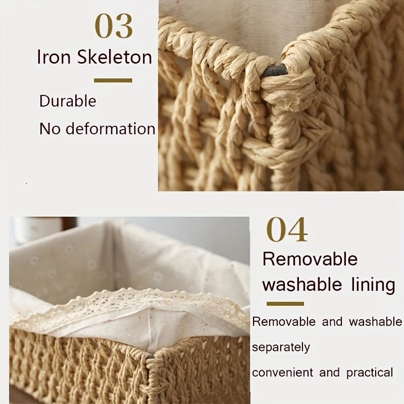 1pc Handmade Rattan Storage Basket