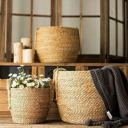 1Pcs For Garden Terraces Flower Pot Basket Rattan Straw Furniture Decoration Grass Woven Flowerpot Mini/S/M/L Planter Basket