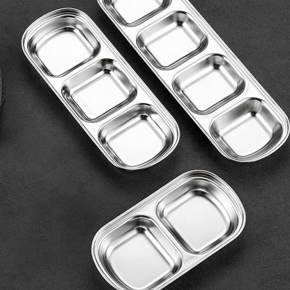 Stainless Steel Divided Dip Bowls Sauce Plate