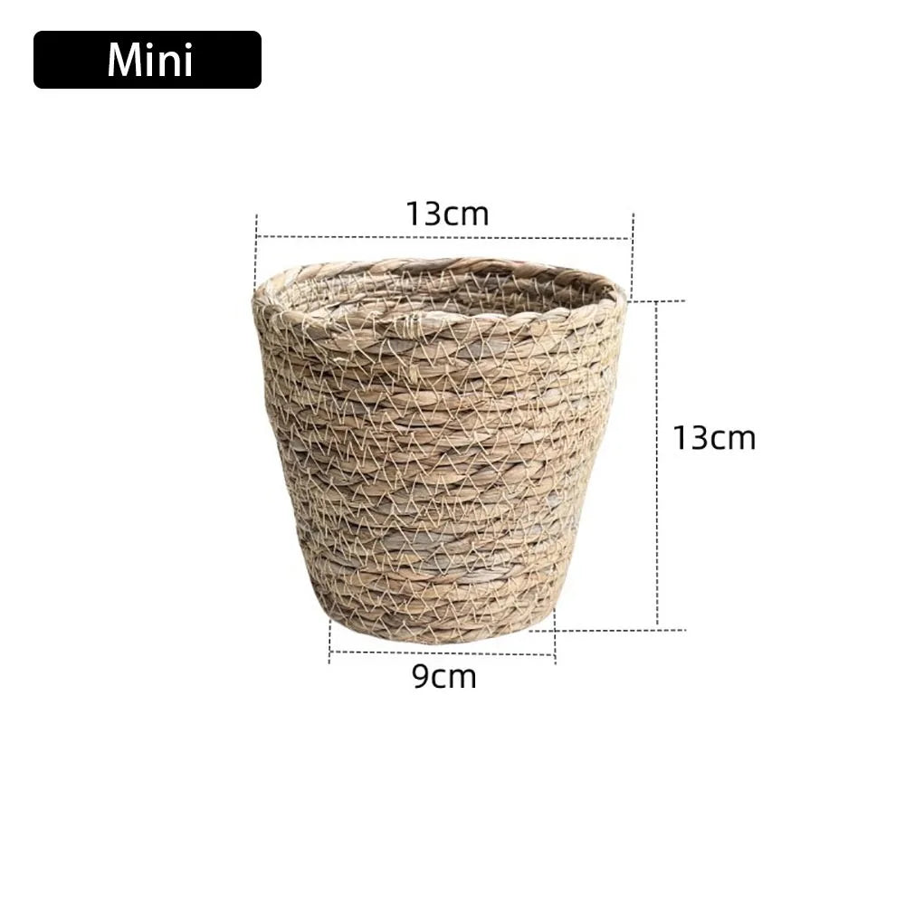 1Pcs For Garden Terraces Flower Pot Basket Rattan Straw Furniture Decoration Grass Woven Flowerpot Mini/S/M/L Planter Basket