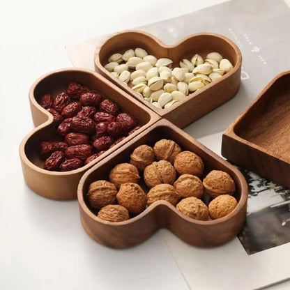 Solid Wood Tray Creative Heart Shaped Walnut Tray For Nuts Fruits Candies Desserts Snacks Jewelry Accessory Home Storage Tray