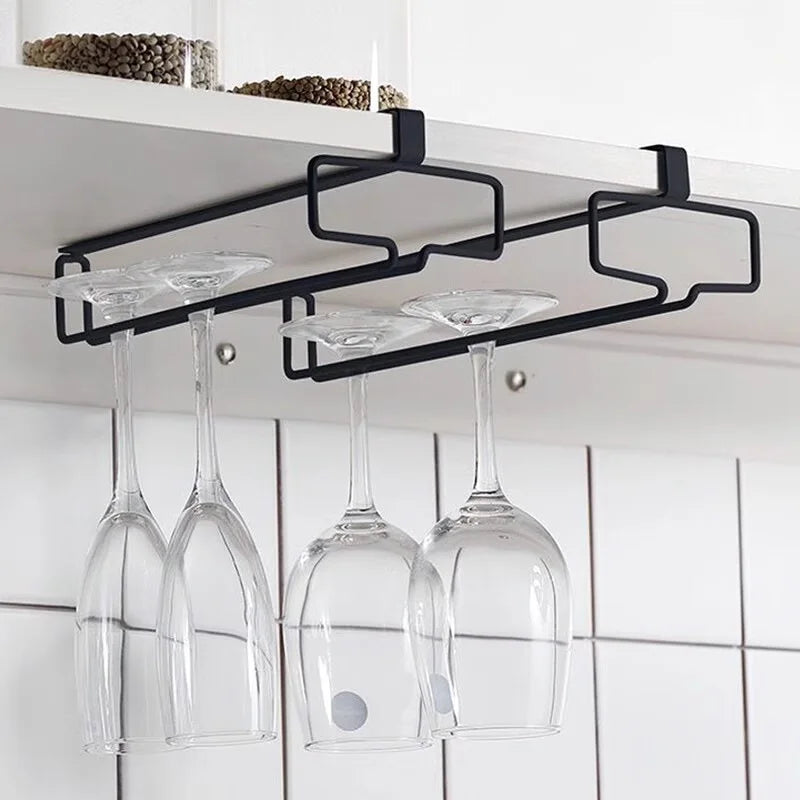 Hanging Red Wine Glass Storage Rack, Home High Footed Cup Storage Rack Without Punching Holes, Inverted Drain Rack