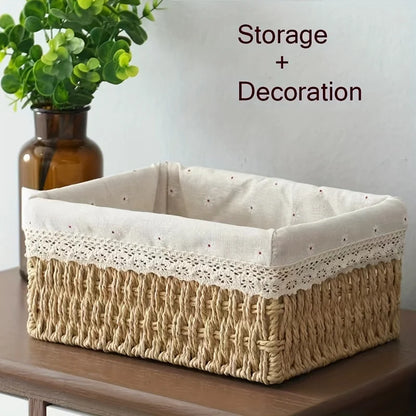 1pc Handmade Rattan Storage Basket