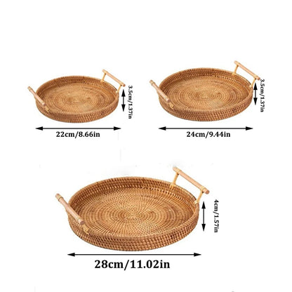 Woven Rattan Storage Basket with Strap Handle