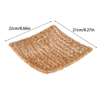 Square Oval Rattan Fruit Bread Snacks Storage Tray Coffee Bar Display Basket Nordic Desktop Cosmetic Sundries Organizer