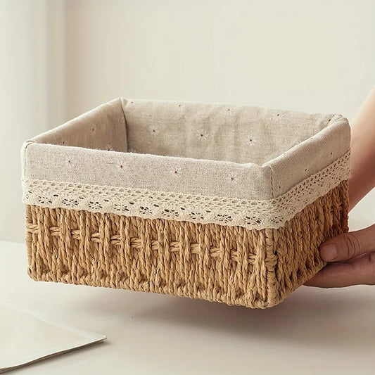 1pc Handmade Rattan Storage Basket