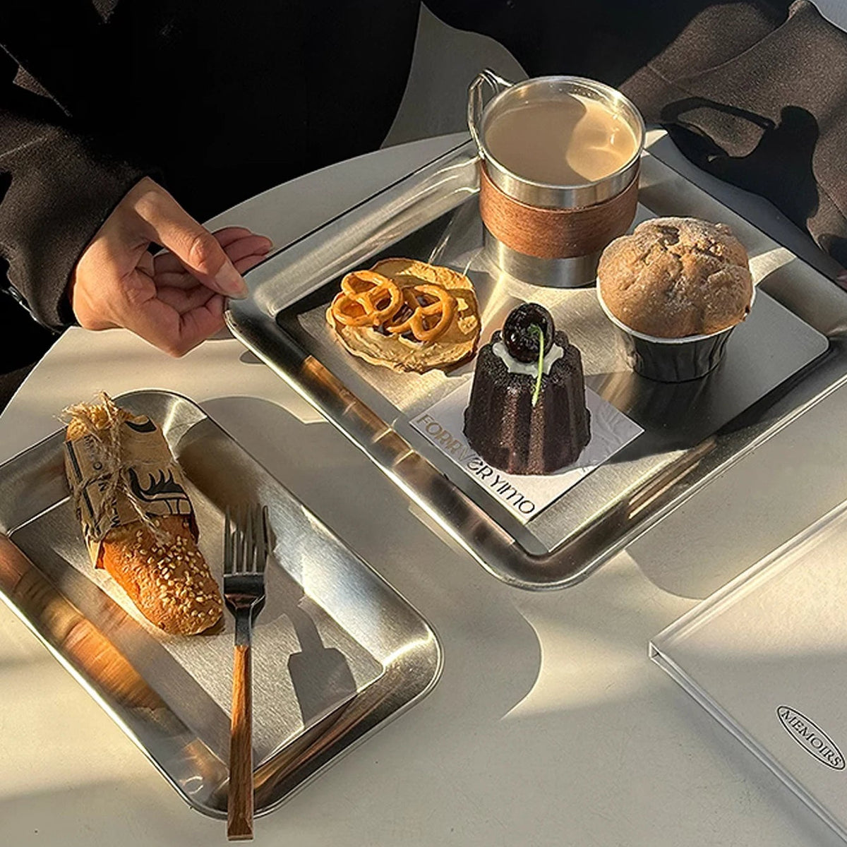 Luxury Square Stainless Steel Serving Tray