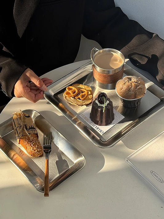 Luxury Square Stainless Steel Serving Tray