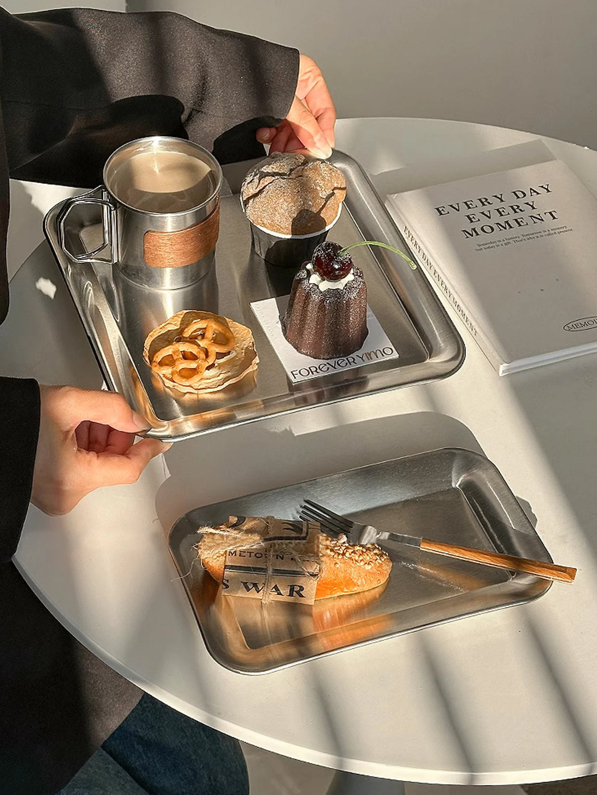 Luxury Square Stainless Steel Serving Tray