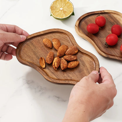 Heat Resistant Japanese Acacia Wood Tray, Creative Peanut Shaped Wooden Plate, Decorative Serving Platter for Home Use DROPSHIP