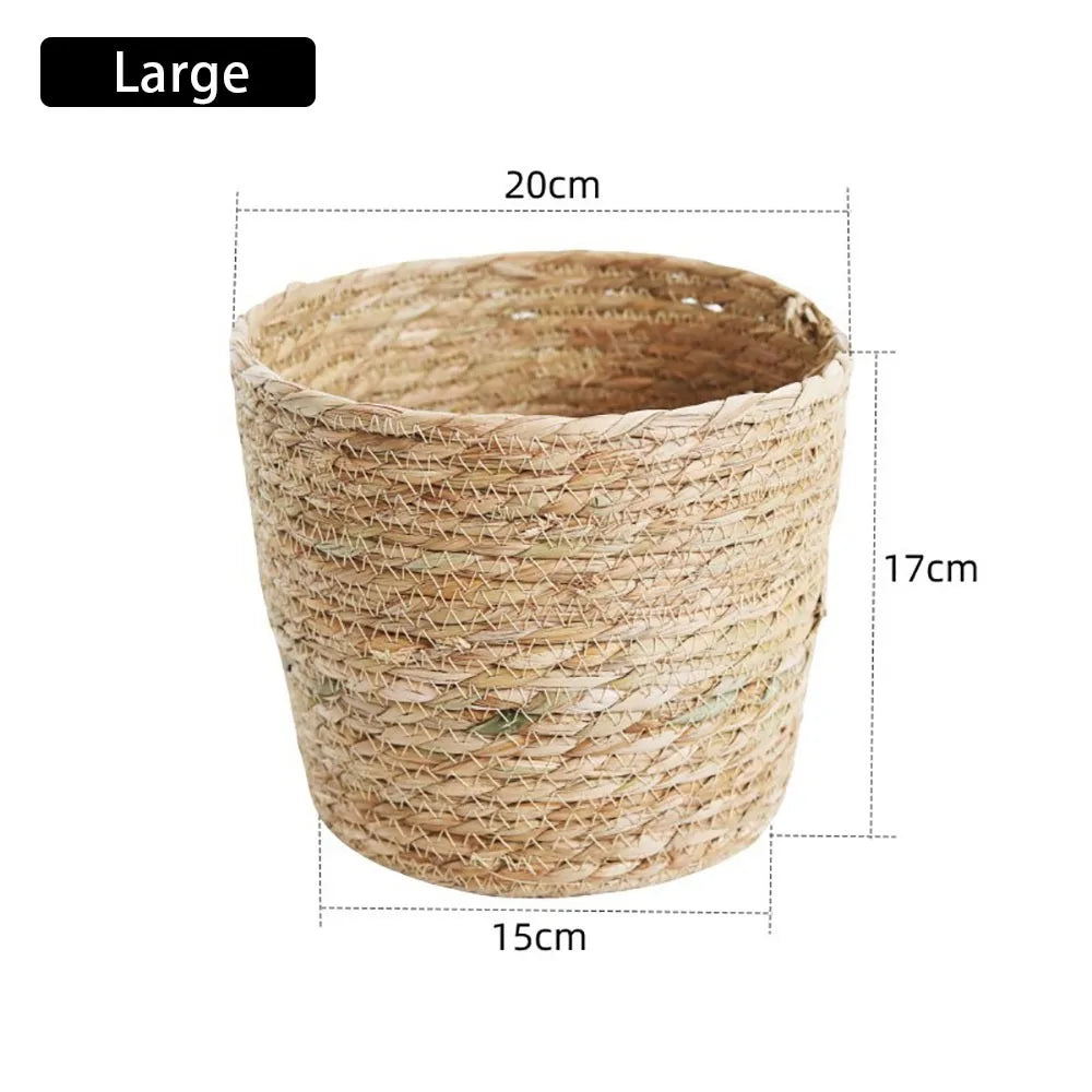1Pcs For Garden Terraces Flower Pot Basket Rattan Straw Furniture Decoration Grass Woven Flowerpot Mini/S/M/L Planter Basket