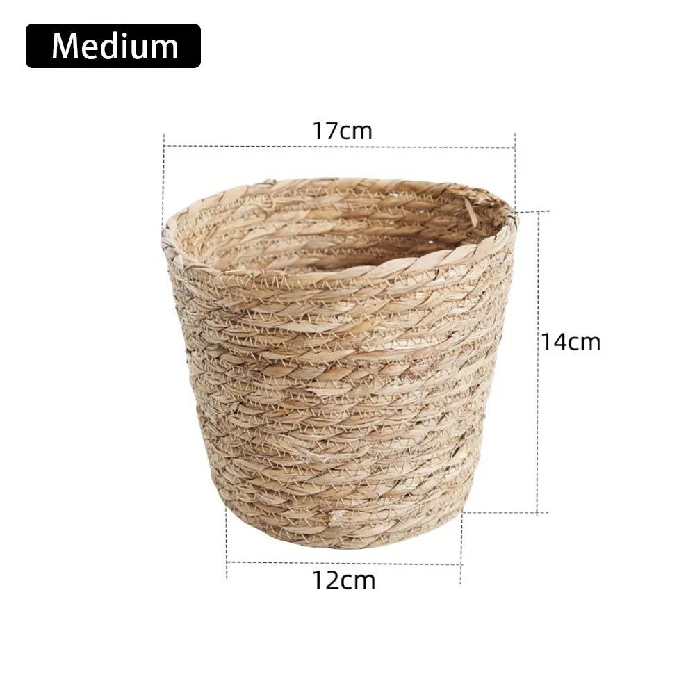 1Pcs For Garden Terraces Flower Pot Basket Rattan Straw Furniture Decoration Grass Woven Flowerpot Mini/S/M/L Planter Basket