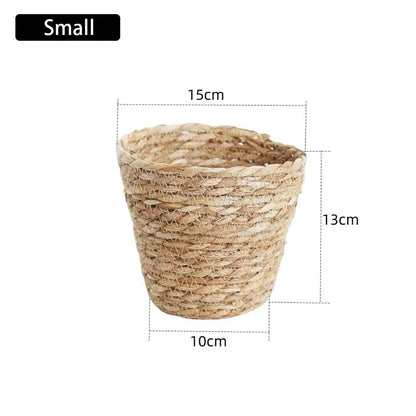 1Pcs For Garden Terraces Flower Pot Basket Rattan Straw Furniture Decoration Grass Woven Flowerpot Mini/S/M/L Planter Basket
