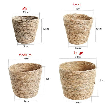 1Pcs For Garden Terraces Flower Pot Basket Rattan Straw Furniture Decoration Grass Woven Flowerpot Mini/S/M/L Planter Basket